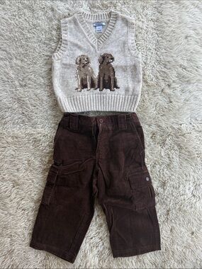 Boys Hartstrings Puppy Vest with Courdoroy Pants